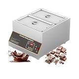 WCXTY Fundidor de Chocolate Eléctrico-12kg Olla-Máquina Templadora de Chocolate-Calentador de Mesa para Hotel,Refinadora de Chocolate-Temp Constante 0-85 C-Acero INOX 304(2Tank)