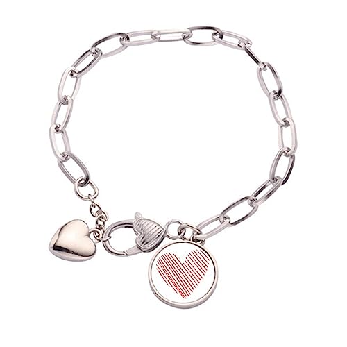 Bracelet cœur rouge pour la Saint-Valentin le cadeau romantique en métal taille M