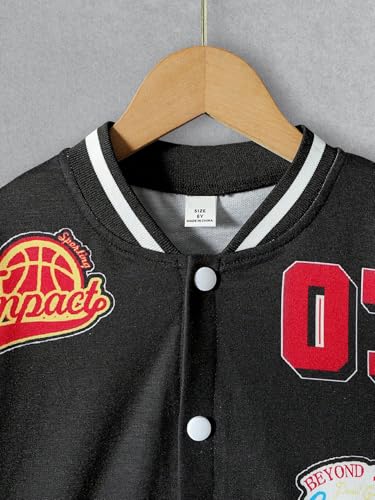 Boys 2 Pieces Sweatsuit Outfits Letter Graphic Bomber Varsity Jacket and Jogger Sweatpants Tracksuit Set for Boy 7-14Y3