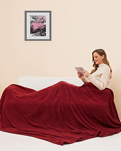 McJaw Electric Heated Blanket Full Size 72"x84" Large Fleece Warm Bedding Blanket for Whole Body 4 Heating Levels and 10 Hours Auto-Off Overheating Protection - Red - Thumbnail 5