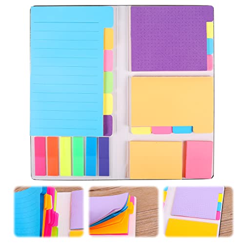 402 Sheets Sticky Notes Set, Notebook with Dividers Sticky Notes Divider Lined Dotted Pads Post It Notes Set Bookmark Writing Label with PET Index Lable for Home、School and Office Supplies,7 Colors