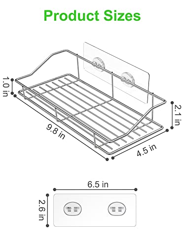 Smartake 2-Pack Shower Caddy, Adhesive Bathroom Shelf Wall Mounted, No Drilling Strong Shower Caddies Kitchen Racks - Stainless Steel Storage Organizers (9.9 Inches), Silver #TOP3