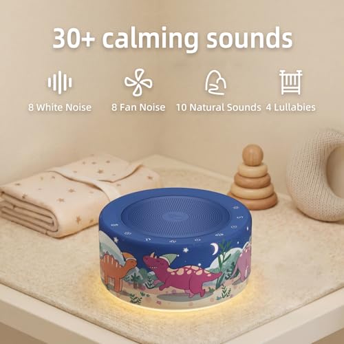 Image of Kipcush White Noise Machine for Baby & Adults, Sleep Sound Machine with 30 Soothing Sounds, 8-Color Night Light, Memory Function, White Noise for Sleeping, Nursery, Office, Travel, Relaxation