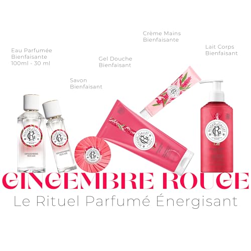 Roger&Gallet - Lait Corps Bienfaisant Gingembre Rouge 250ml - Lait Corps Hydratant Parfumé - Beurre de Karité - 95% d'ingrédients d'origine naturelle (Lot de 2)