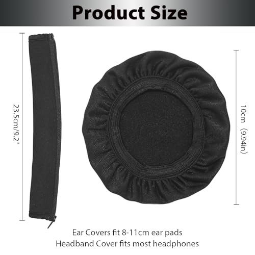 Adhiper 2 pares de fundas para almohadillas de auriculares + 2 fundas para diadema, fundas elásticas, lavables y protectoras para auriculares de gimnasio, gaming, para almohadillas de 3.5" - 4.3" miniatura 6