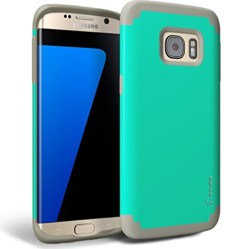 Enther Galaxy S7 Edge Case, [Snug Cushion] Rugged Heavdy Duty Protection Armor Dual Layer Hybrid Full Body Protective Case-Slim Fit-One Year Warranty-Color: Teal #TOP13