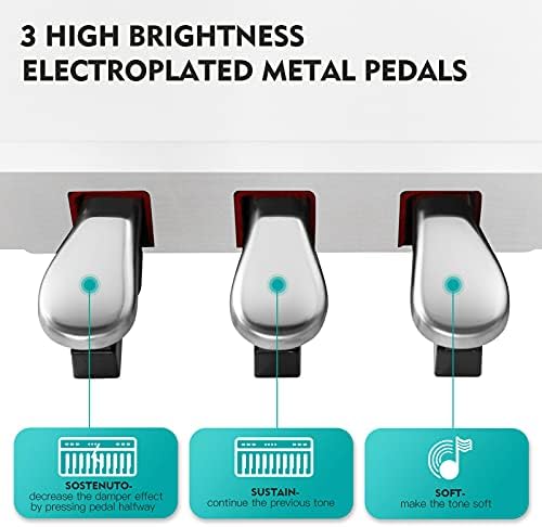MUSTAR Digital Piano 88 Weighted Keys Hammer Action, Full Size 88 Keys Piano Keyboard Weighted White Electric Piano with Furniture Stand, 3 Pedal Systems, Dual Stereo Speakers