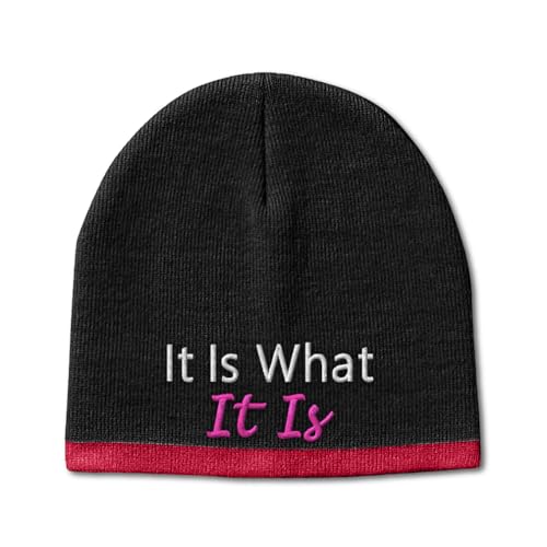 Beanie Hat for Men & Women It is What It is Winter Beanie Winter Hats for Women Acrylic 1 Size Black Red