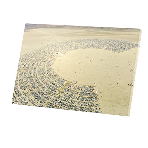 Tableau décoratif toile imprimée Burning Man : déco murale festival Nevada et hippie 60x40 cm