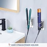 YYBO Hair Straightener Holder Wall Mount Holder for Curling Irons Styler Accessories Storage, Hairdryer Holder Wall Mounted, Adhesive Hair Dryer and Straightener Holder Stand (Silver) - Image 2