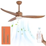 REVOICI Ceiling Fans with Lights, 52" Indoor&Outdoor Ceiling Fan with Remote Control, 3 ABS Fan Blad