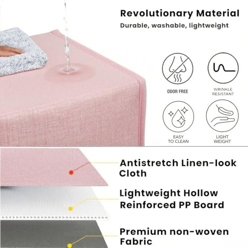 Mangata Aufbewahrungsbox 33x38x33 cm, faltenfrei Stoff Aufbewahrungskörbe für Kleiderkörbe, Körbe, Truhen, Spielzeug (4 er, Rosa/Beige Weiß) – Ansicht 6