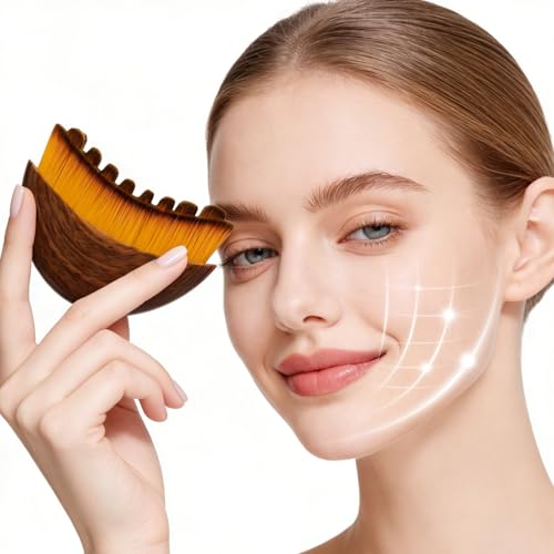 Hairoo Lymphatic Contour Face Brush, Manual Facial Sculpting & Lymphatic Drainage Massager, Ergonomic Hypoallergenic Soft Bristles Brush for Anti-Puffiness, Detox & Lift, Improves Skin Glow & Absorption