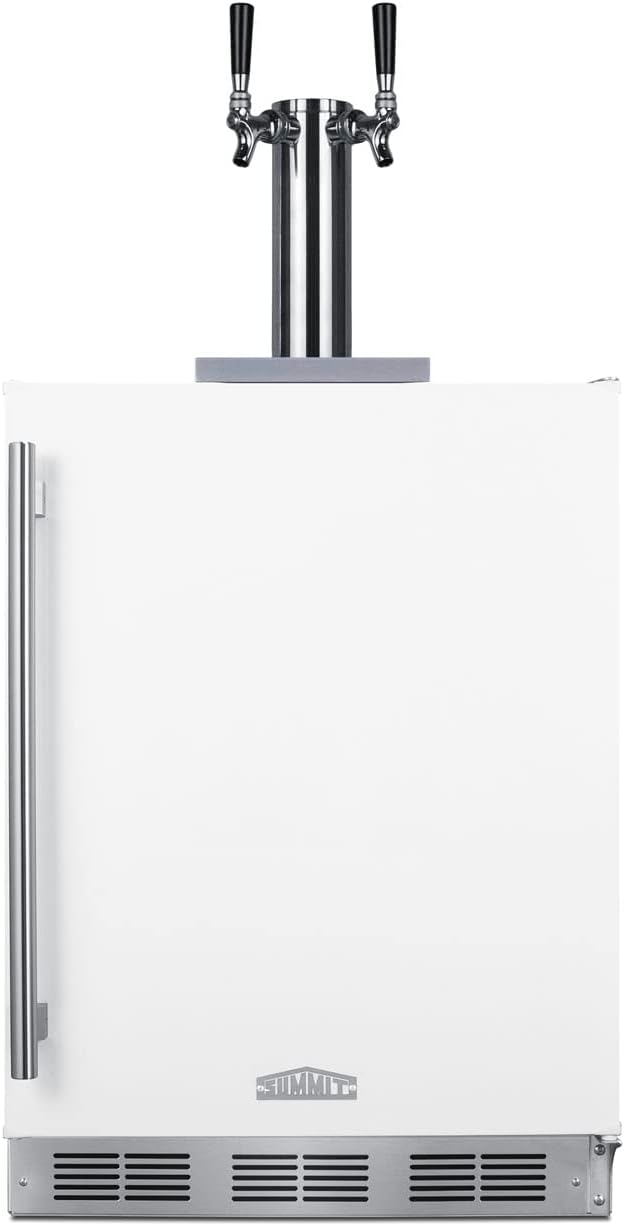 Summit Appliance SBC58WHBIADACFTWIN 24" Wide Built-in Undercounter ADA Height Commercially Listed Dual Tap Cold Brew Coffee Dispenser in White with Stainless Steel Handle, Automatic Defrost