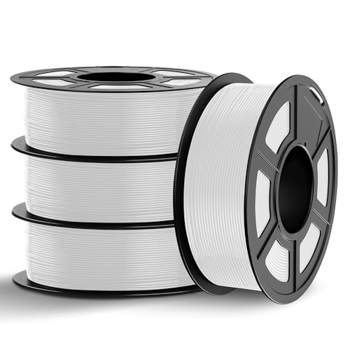 Image of TECBEARS PETG Filament 1.75mm 4KG, 3D Printer Filament Bundle PETG, Strong Toughness, 4 * 1KG(1320M) Filament High Precision, Dimensional Accuracy ±0.02mm, Pack of 4,White