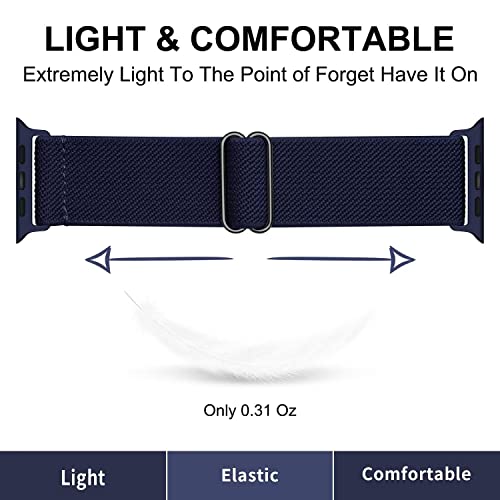 Image of VEMIGON Stretchy Band Compatible with Apple Watch Strap 46mm 45mm 44m 42mm 49mm 41mm 40mm 38mm, Adjustable Nylon Braided Solo Loop for iWatch Series 11 10 9 8 7 6 5 4 3 2 1 SE3 SE2 SE Ultra (No Watch)