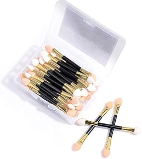 GTVIA 50 Pack Double-end Eye Shadow Brush, Disposable Double Sided Eyeshadow Brush Makeup
