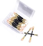 GTVIA 50 Pack Double-end Eye Shadow Brush, Disposable Double Sided Eyeshadow Brush Makeup Applicators Beauty Kit (Gold)