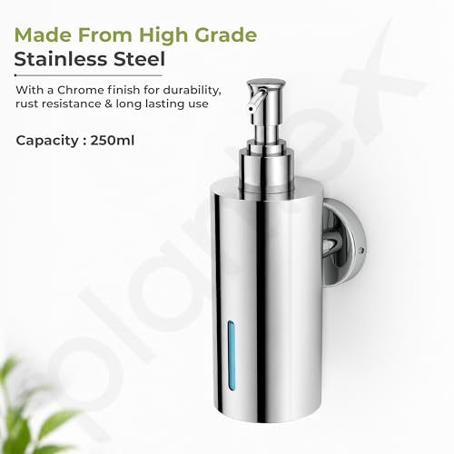Image of Plantex Liquid Soap Dispenser for Bathroom /Stainless Steel Shampoo Dispenser /Round Hand wash Dispenser /Bathroom Accessories - Pack of 1 (Chrome)