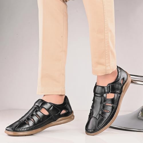 Image of Centrino Men's Fisherman Sandals | Stylish Closed-Toe Design | Soft Cushioned Footbed | Genuine-Look Upper | Comfortable for Daily & Outdoor Wear (9490)