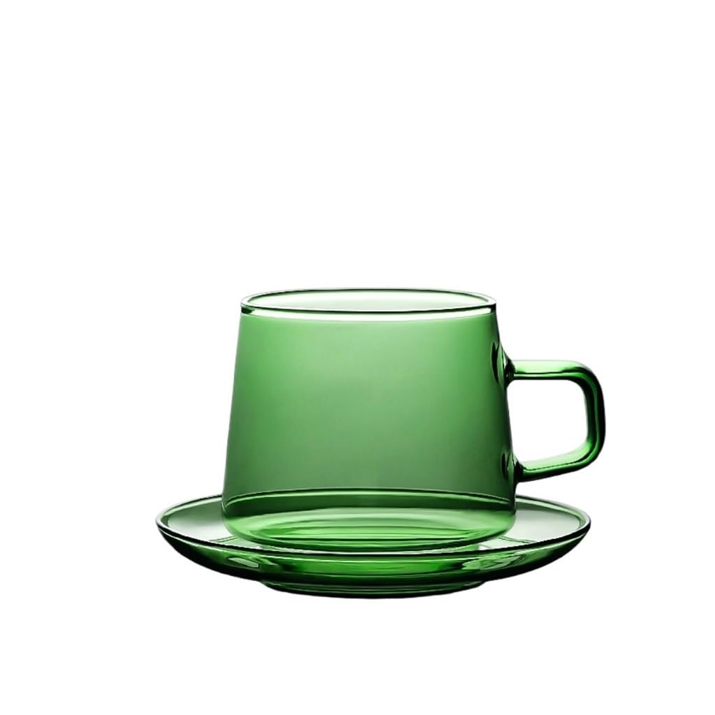 ENGENDER Tazas Cafe Taza De Café Y Platillo Cristal For El Hogar, Agua, Té La Tarde Retro con Asa, Leche Mug Cups(A)