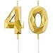 BBTO Bougies de Numéro de 40e Anniversaire 3D Bougies de Gâteau en Forme de Diamant Décoration de Gâteau Topper de Numéro 40 pour Anniversaire Mariage Célébration Fournitures, Or