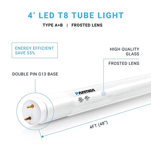 Parmida Led Technologies FBA_PLED-T8-PARMIDA-4FT Parmida 20-Pack 4Ft Led T8 Hybrid Type A+B Light Tube thumb #2