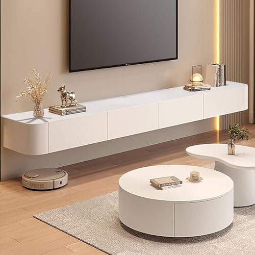 Meuble TV flottant gain de place console multimédia murale contre le désordre