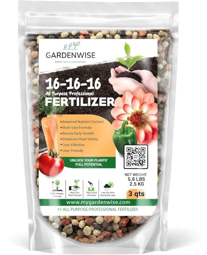 Image of GARDENWISE 16-16-16 All Purpose Professional Fertilizer - Lawn & Flower & Tree & Shrub & Vegetable Garden Fertilizer (3 QUARTS)