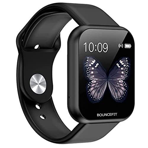 Bouncefit D20 Y68 Fitness Band Smart Watch for Men, Women, Boys, Girls, Kids โ Single Touch Interface, Water Resistant, Workout Modes, Quick Charge Sports Smartwatch โ O Black