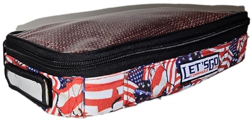 Cornhole Bag Pouch Patch Pouch 2.0 bag toss small insert case carrier each fits 4 regulation size bean bags 8 colors to choose best storage solution for expensive corn hole equipment (Flag)