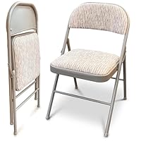 JupiterJX Deluxe Fabric Padded with Heavy Duty Steel Metal Frame, Back Rest Folding Chairs For Office Garden Computer Desk Foldable Chair With Cushioned Pad Seat Set Of 1