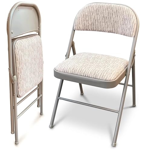 JupiterJX Deluxe Fabric Padded with Heavy Duty Steel Metal Frame Back Rest Folding Chairs For Office Garden Computer Desk Foldable Chair With Cushioned Pad Seat Set Of 1