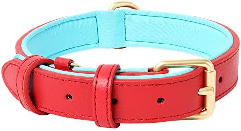 HEELE Soft Leather Dog Collar Puppy Small Dogs Breathable Padded with D Ring, Adjustable Classic Dog Pet Collar, Brown, XS