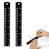 2 Pack 6 Inch Ruler,Metal Ruler,Mm,Metric,Small,Small Metal,Rulers,Millimeter Laser Engraved, for Office and School,Easy to Read Metric Rule Set