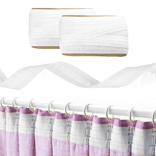 Sonwaha Gardinenband, 3CM*60M Gardinenband zum Aufnähen Gardinen Kräuselband Vorhangband Kräuselband zum Aufbügeln Vorhangband zum Aufnähen Faltenband für Gardinen Vorhang Band Universalband
