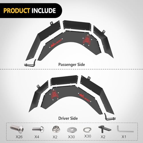 Image of Nilight TJ Rear Inner Fender Liners Fit for 1997 1998 1999 2000 2001 2002 2003 2004 2005 2006 Jeep Wrangler TJ & LJ 2PCS Offroad Powder Coated Steel Splash Mud Guard Wheel Well Liner Covers
