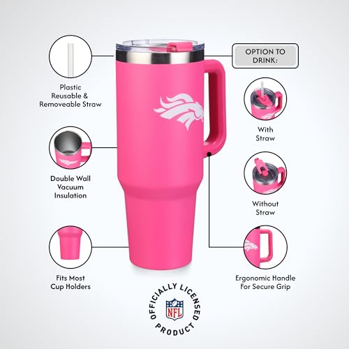 Image of The Memory Company Officially Licensed NFL - Denver Broncos 40oz Pink Game Day Tumbler with Team Logo