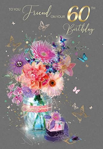 Fabulous Friend Milestone Age 50 Female 50th Birthday Greeting Card - from the Gorgeous Grace Range - Glitter & Foil Finished (50th)