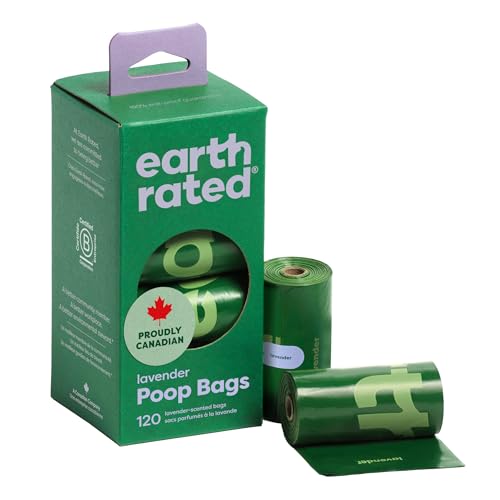Earth Rated (A Canadian Company)  Poop Bags for Dogs Guaranteed Leak Proof and Extra Thick Waste Bag Refill Rolls  Lavender Scented  120 Count