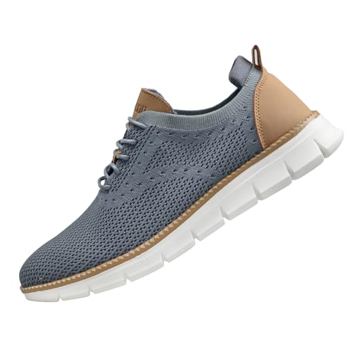 Image of Men Shoes Mesh Shoes for Men Breathable Knit Shoes Fashion Casual Business Walking Mens Dress Shoes Grey 11