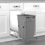 Rev-A-Shelf - RV-12KD-17C S - Single 35 Qt. Pull-Out Silver and Chrome Waste Container with Rear Basket
