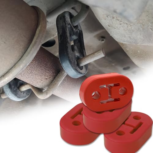 Car Exhaust Hanger, 4PCS Rubber Insulator Bushing Mount, 2 Holes 0.47 Inch (12mm), High-Density Tailpipe Damping Hanger,Auto Muffler Shock Absorbent Bracket Mount,Universal Fit (Red)
