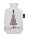 Maße Bezug: 33cm X 20,5cm Fashy - Wärmflasche Flauschbezug Weihnachten Weihnachtsmotiv Weihnachtsbaum Crem-Weiß 67214-11