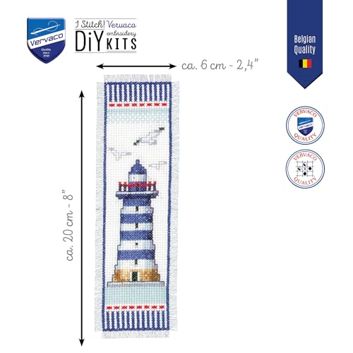 Image of Vervaco Cross Stitch Bookmark Kit Lighthouse 2.4 inch x 8 inch