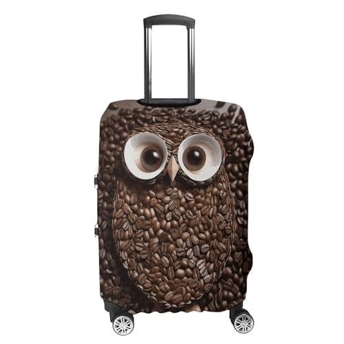 Coffee Bean Owl Printed Luggage Cover Protector, Fits 18-32 Inch Luggage4