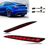 GEEGEETOP Red Lens Rear Fog Bumper Reflector Brake Tail Sequential Flash Singal Lights Lamp 3 in 1 Compatible with Tesla Model Y 2021 2022 Standard Long Range Performance (Model Y, Red)