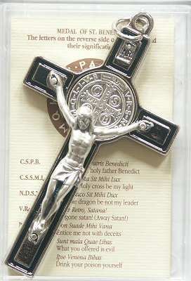 Crucifix St Benedict Black. Saint Benedict 7.5cms.