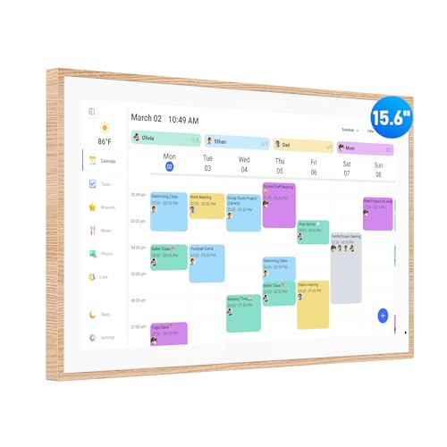 Digital Calendar, 15.6 Inch Wall Planner Electronic Calendar & Chore Chart, Smart Touchscreen Interactive Display for Family Schedules, Great for Organizing Your Routines, Wall & Desk Mountable - Best Gift for Mother's Day