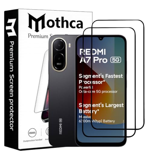 Image of Mothca Advance Military-Grade Tempered Glass Screen Protector Compatible for REDMI A7 Pro with Edge to Edge Coverage - Case Friendly, Anti-Scratch & Bubble-Free Installation Kit (Pack of 2)